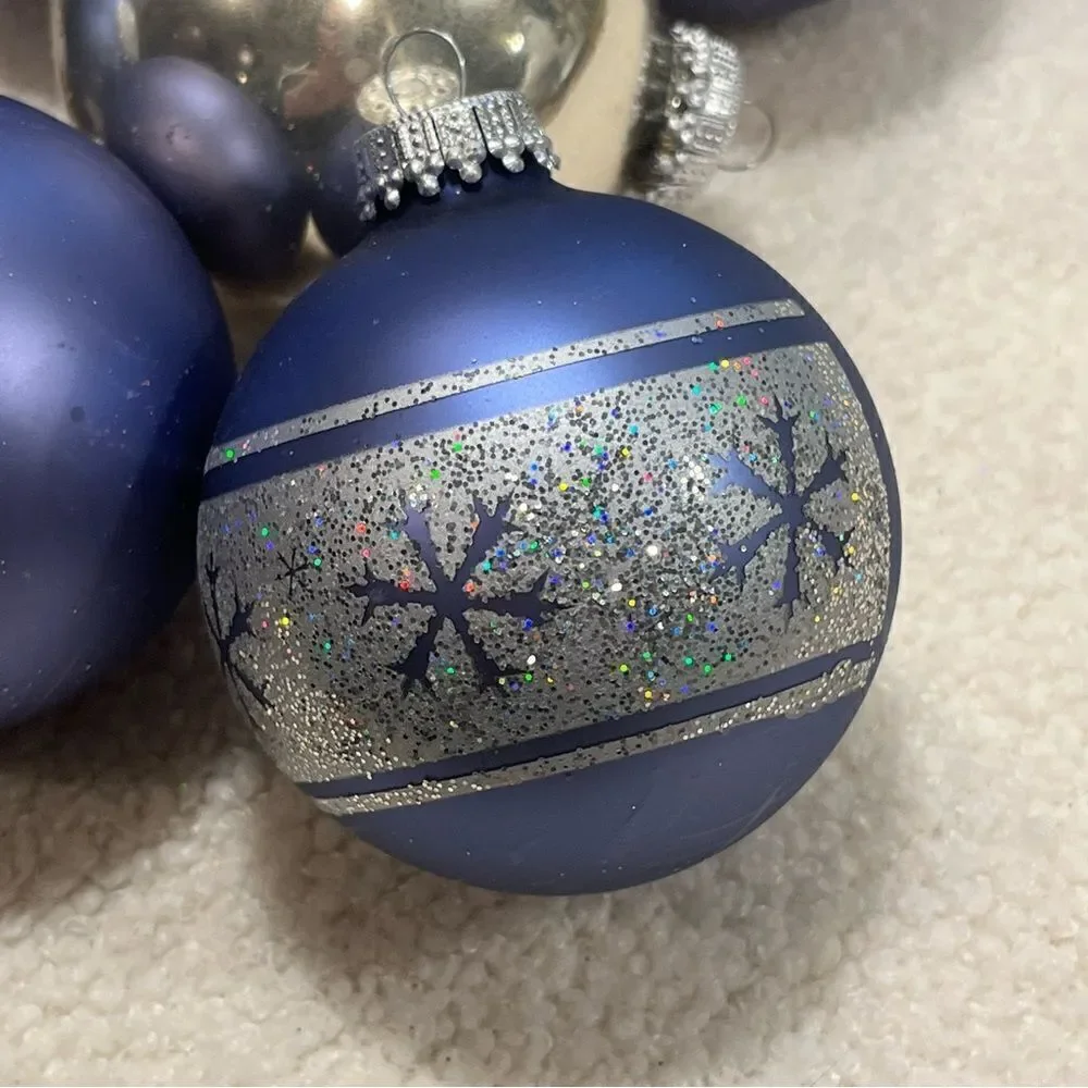 Christmas by Krebs 12-Piece Periwinkle Blue Silver Glass Ornament Set Vintage